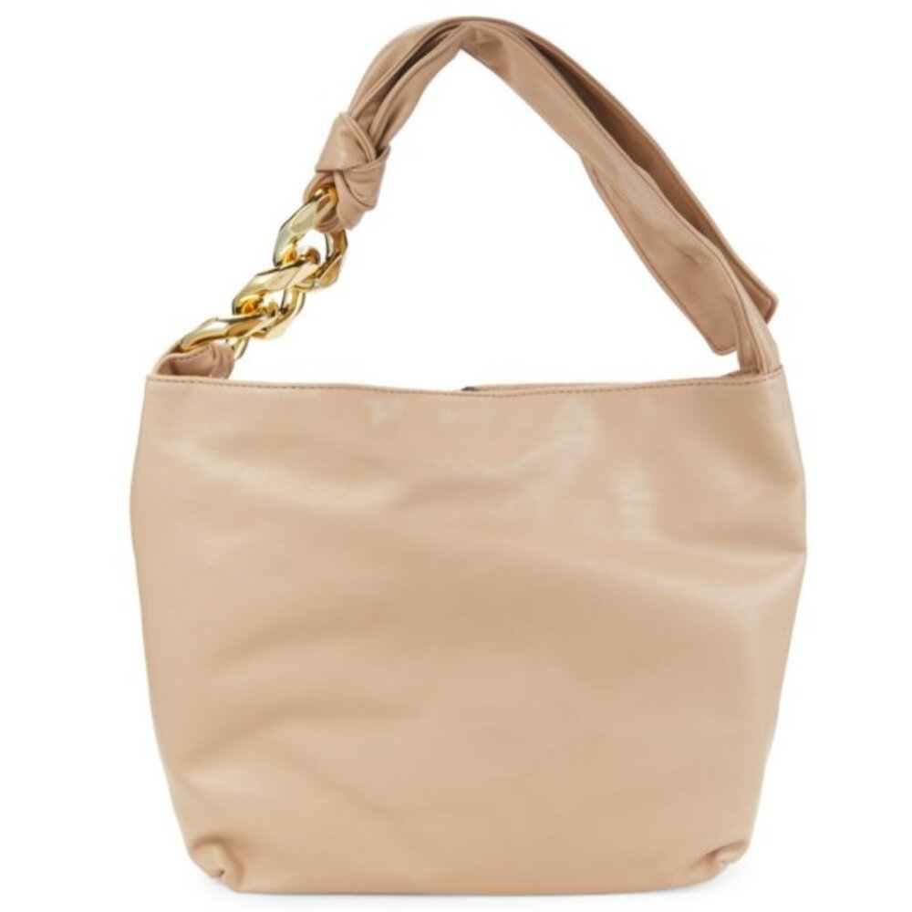NEW Collection XIIX Taupe Vegan Leather Oversized Chain Shoulder Bag (CEXX020)